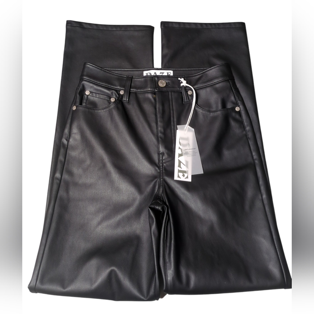 DAZE Black Faux Leather Pants Size  24 - Picture 7 of 8